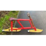 Vintage wooden ski bike 57 inches long and 27 inches high