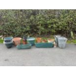 Large selection of planters varied sizes and colours metal and plastic