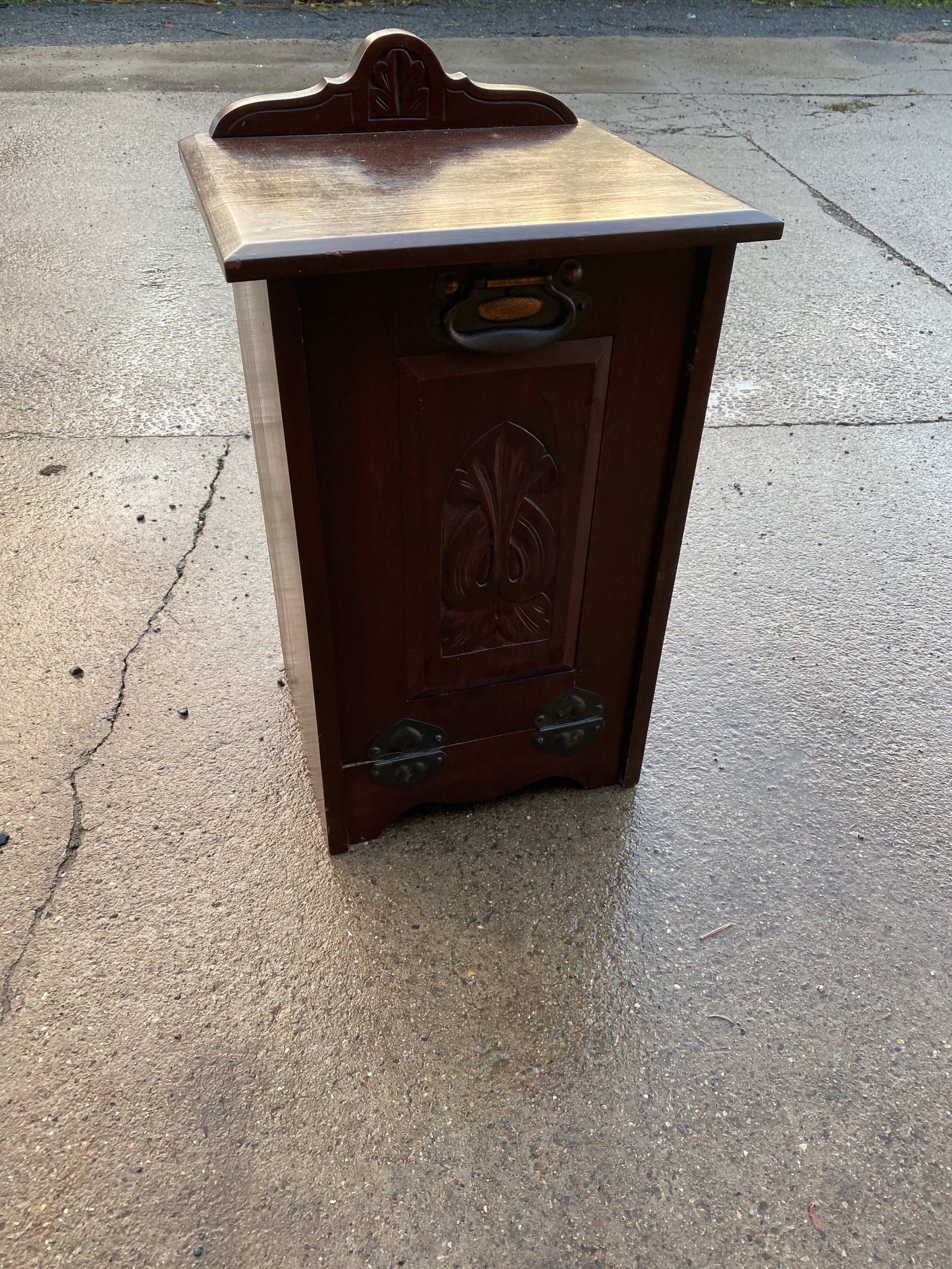 Mahogany deco style coal box