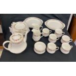 Paragon Belinda tea set 6 setting to include 2 cake plates, milk jug, sugar bowl, 6 plates, cups and