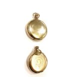 Gold plated full hunter pocket watch in working order and a plus ladies waltham gold plated open