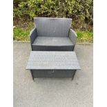 Rattan two seater and a matching rattan table measures approx 33inches tall 43 inches wide 21 inches