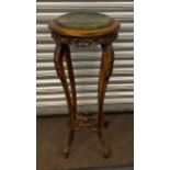 Vintage plant stand with marble top measures approx 36 inches tall by 16 inches diameter