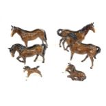 Selection of 5 Beswick brown horses and 1 Royal Doulton, all in over all good condition