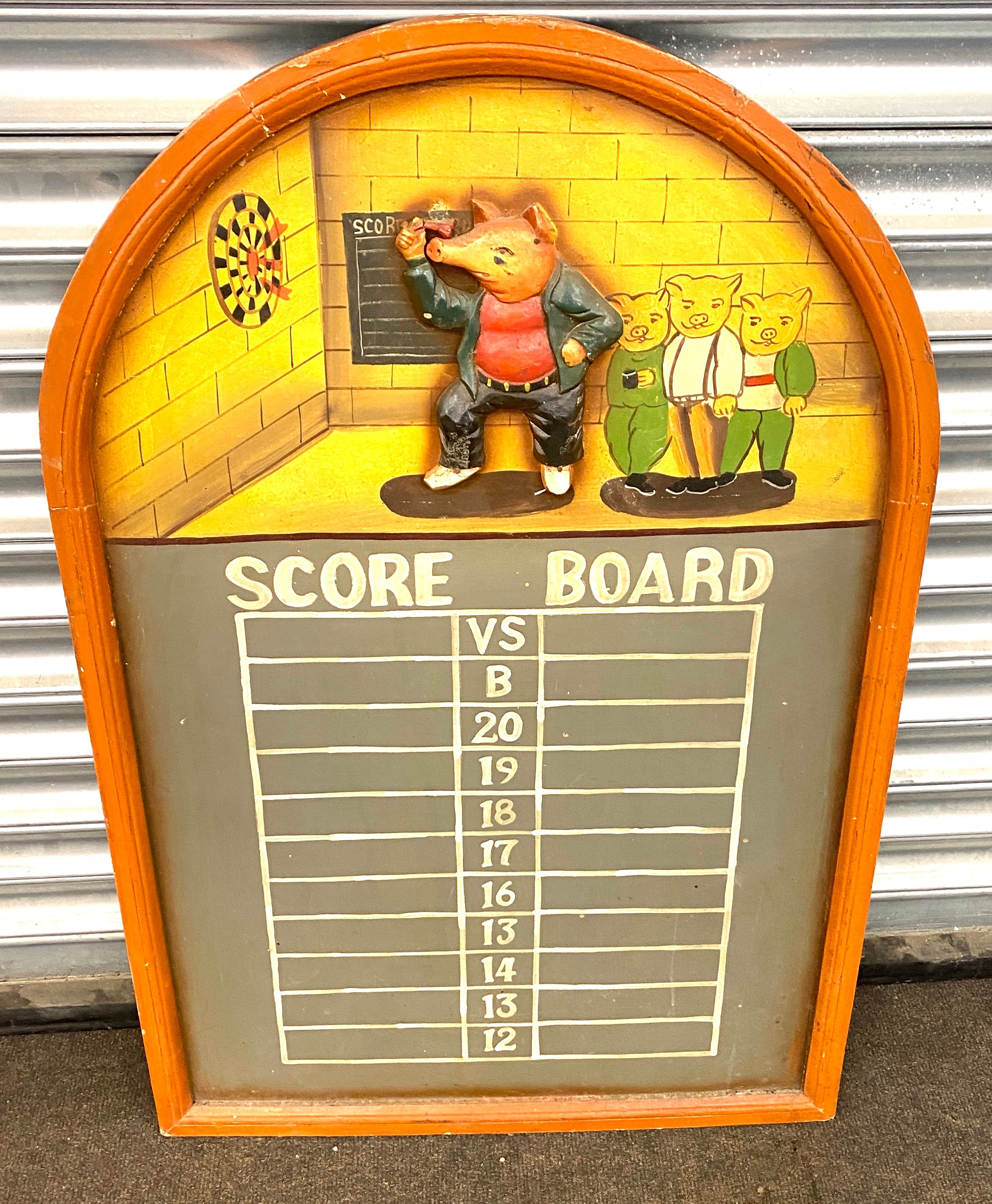 Vintage darts score board, measures approx 35.5 inches tall by 12 inches wide