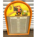 Vintage darts score board, measures approx 35.5 inches tall by 12 inches wide