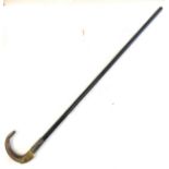 Ebonised stick with horn handle and silver mount measures approx length 31.5 inches