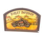 Wooden Harley Davidson sign / picture/ plaque, approximate measurements: 16 x 24 inches