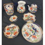 Large selection of Losel ware Shanghai pattern to include teapots, bowls, caddys etc
