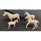 Selection of 4 white Beswick horses