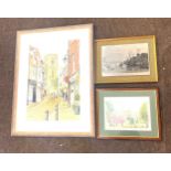 2 Framed paintings and 1 other, largest measures 30 inches tall 23 inches wide