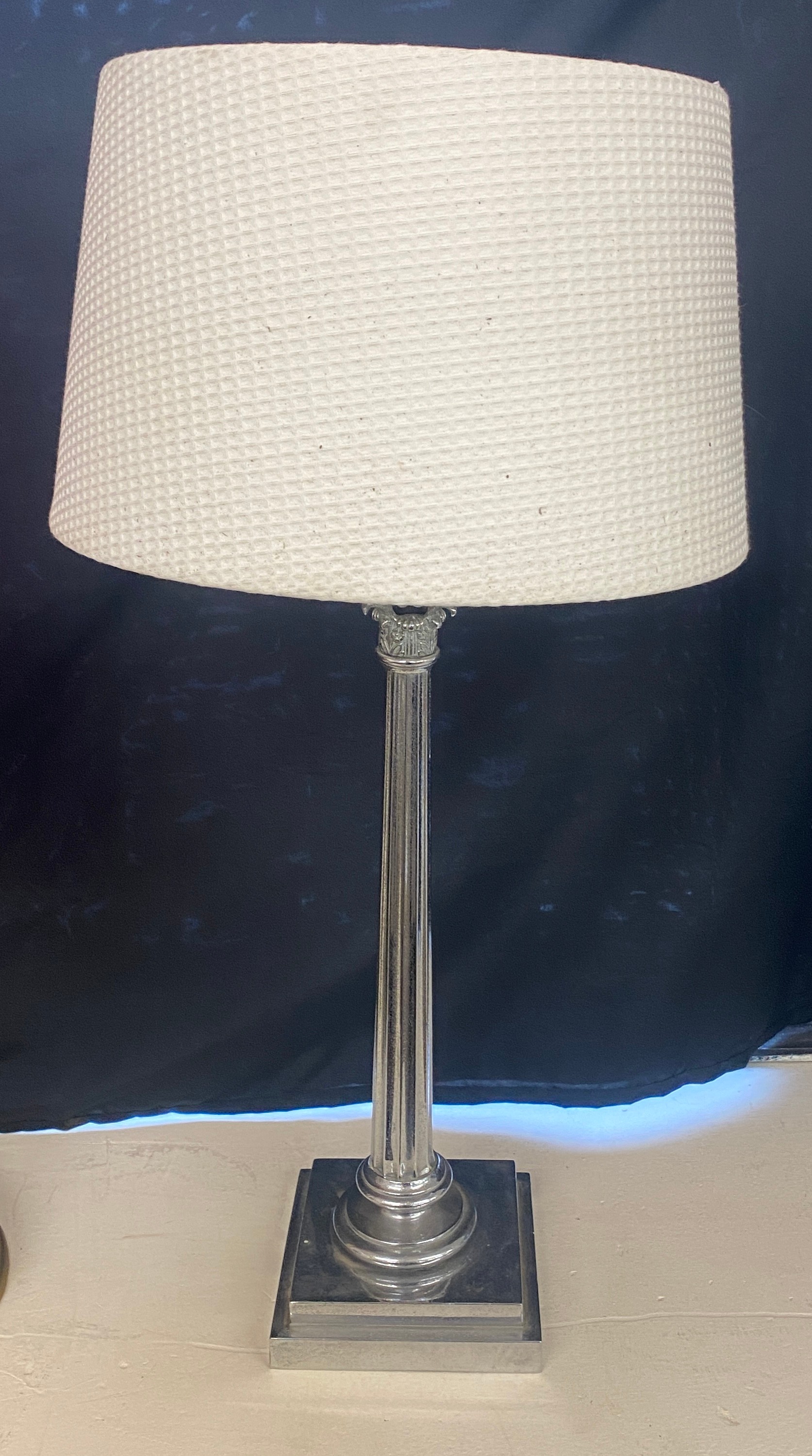 Edwardian Chrome table lamp with shade, approximate height 20.5 inches - Image 4 of 4