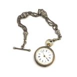 Silver Albertina and silver ladies pocket watch, crack to glass