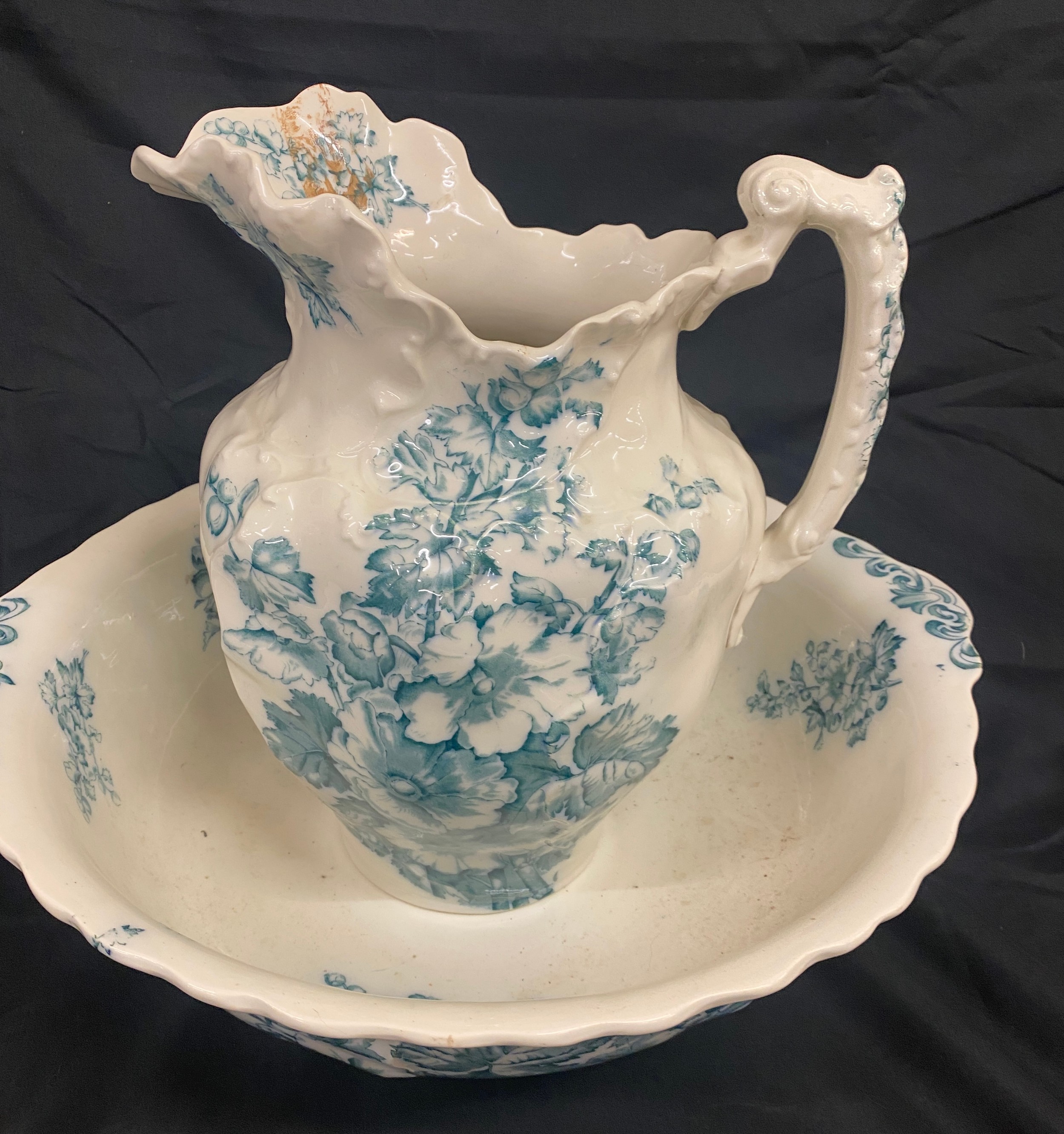 Decorative vintage blue and white jug and bowl - Bild 3 aus 6