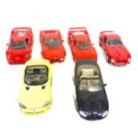 Selection of 6 Burajo, Maisto model cars to include Ferrari, Jaguar etc