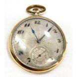 Rolled gold open faced pocket watch in working order