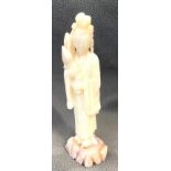 Carved soap stone of Guanyin- Chinese goddess of mercy height approx 7 inches