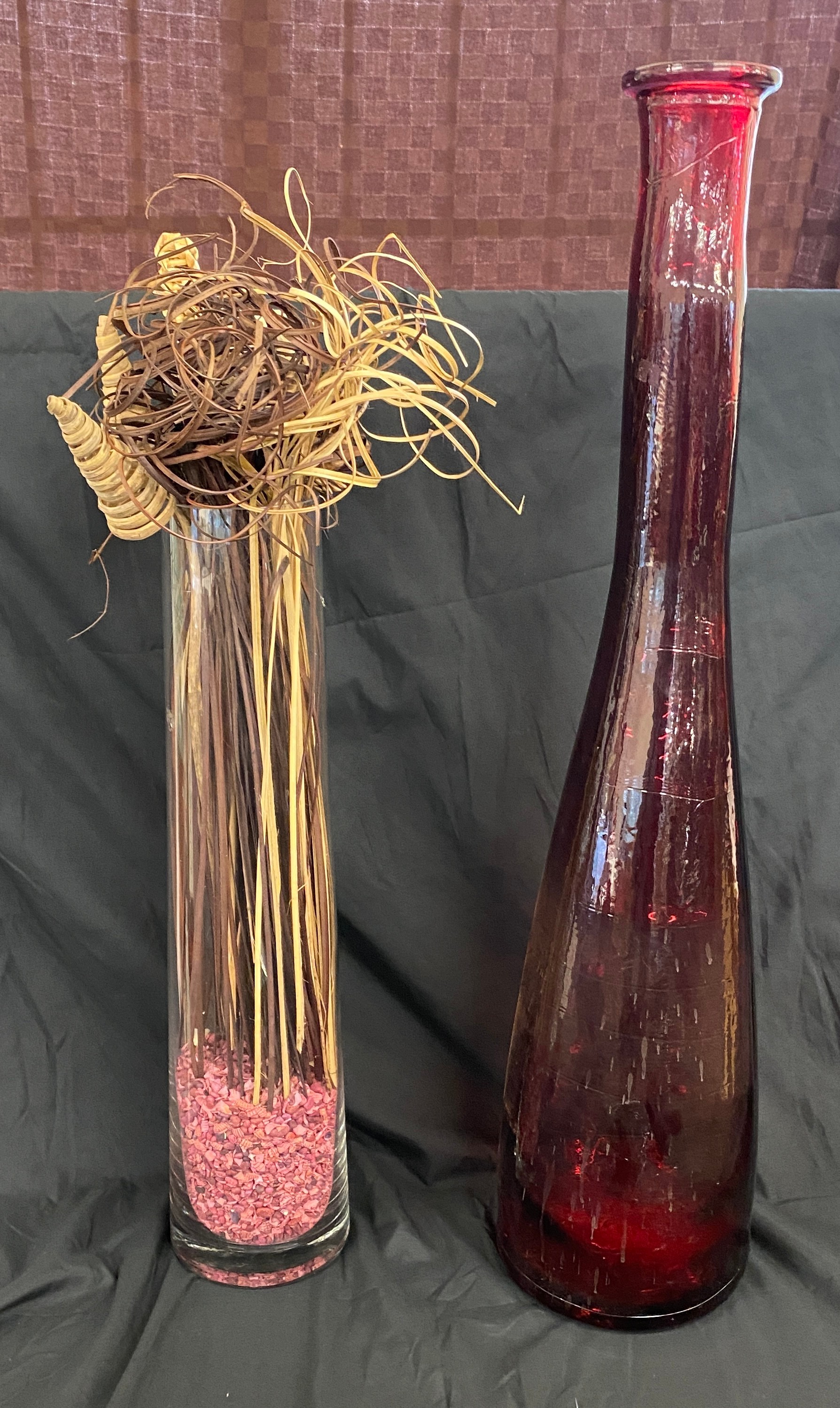 2 Large glass oversized vases, tallest measures approx 31 inches tall