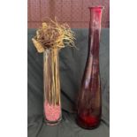 2 Large glass oversized vases, tallest measures approx 31 inches tall