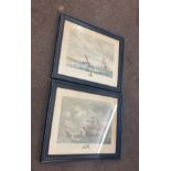 2 Framed ship scene prints, approximate frame measurements: 28 x 24 inches