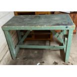 Wooden work bench measures approximately Height 33 inches, Width 49.5 inches, Depth 25 inches