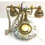 Vintage floral porcelain telephone