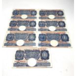 7 x £1 blue peppiatt 1940s bank notes