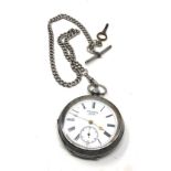 Antique silver pocket watch & albert chain the watch by J.B Yabsley London albert chain hallmarked