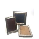 3 vintage silver picture frames creases and marks largest measures approx 16.5 by 16.5