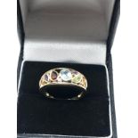 9ct gold multi gemstone ring peridot garnet citrine diamond eytc weight 3.5g