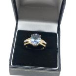 9ct gold mystic topaz & diamond ring weight 4.5g