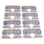 8 x £1 blue peppiatt 1940s bank notes