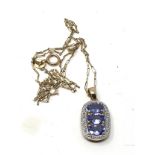 9ct gold tanzanite & diamond pendant necklace weight 3g pendant measures approx 2.3cm drop