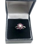 18ct white gold diamond & ruby ring (3.4g)