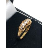 Antique 18ct gold 5 stone diamond ring birmingham gold hallmarks weight 3g