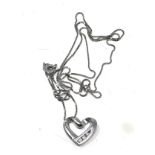 9ct white gold diamond heart pendant necklace weight 1.8g