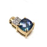 9ct gold mystic topaz & white stone set pendant (3.8g)