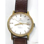 Vintage Omega Geneve automatic cal 565 gents wristwatch engraved back cover omega leather strap