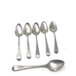 5 georgian silver tea spoons plus 1 other