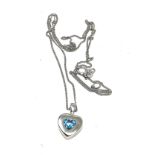 9ct white gold topaz heart pendant necklace weight 1.8g