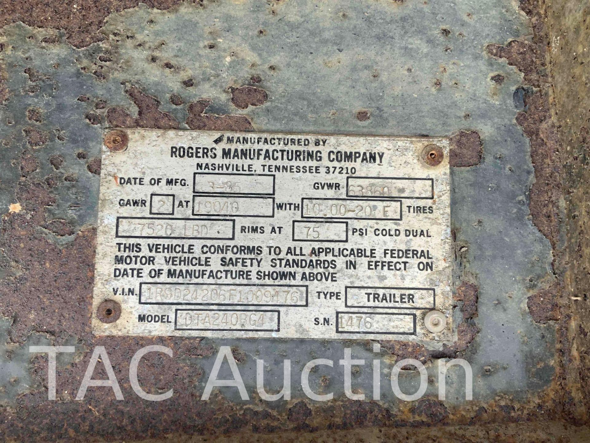 1985 Rogers Aluminum 24ft Dump Trailer - Image 11 of 14