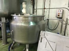 Fairfield 1,300 litre stainless steel jacket mixing vessel