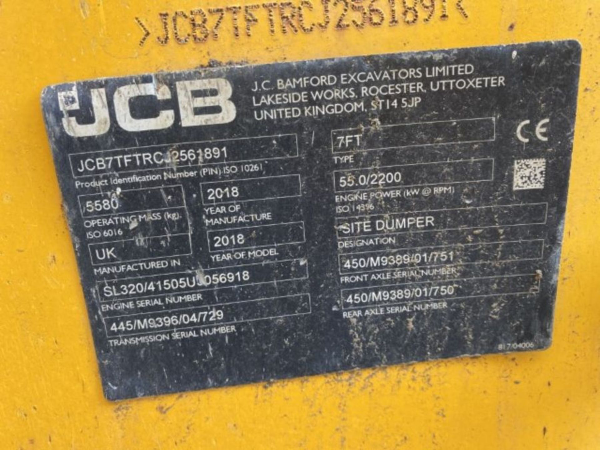 JCB 7FT Front Tip Site Dumper (2018) - Image 20 of 20