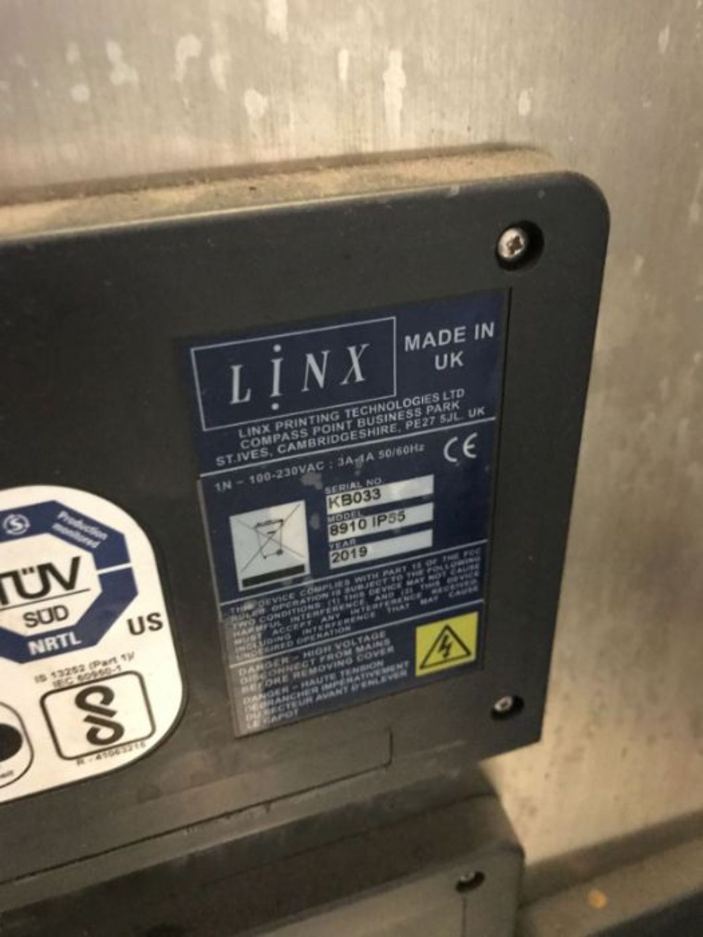 Linx 8910 IP55 inkjet coder (2019) - Image 2 of 2