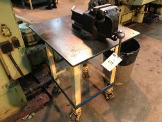Mobile steel table with Parkinson model F vice