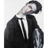 Teiji Hayama (Japanese 1975-), 'Elvis On Business', 2018, unique oil on canvas, signed to the canvas