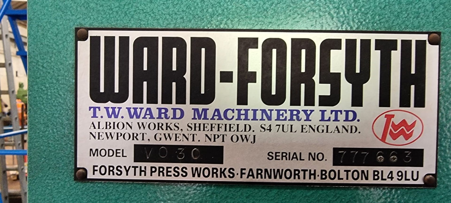 Ward Forsyth VO 30 Ton Hydraulic Press Photographs to follow - Image 6 of 6