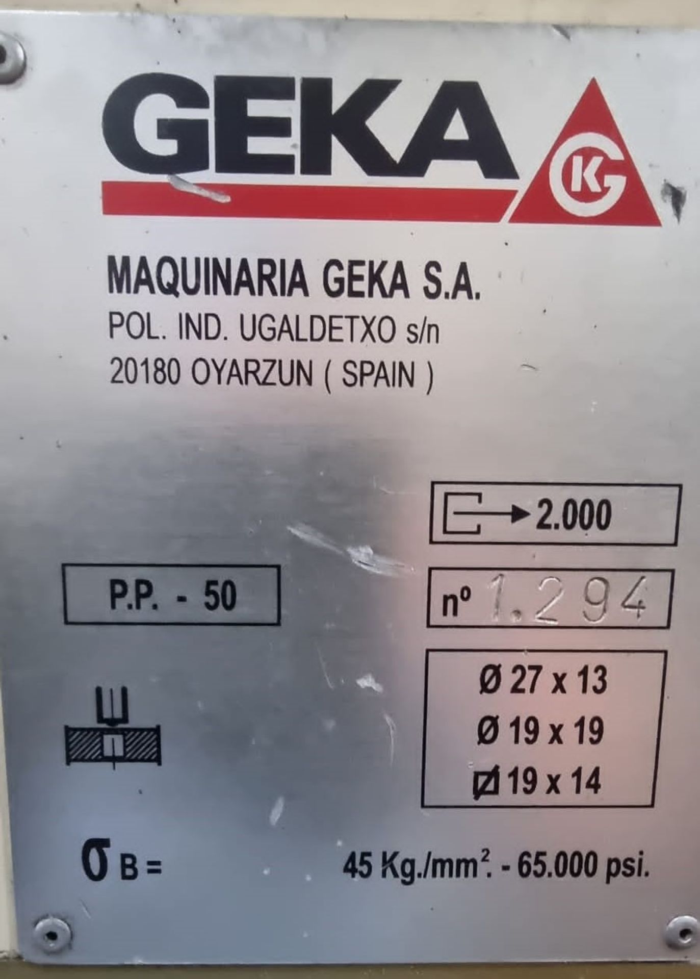 Geka PP50 Single End 50 Ton Punching Machine - Image 4 of 4
