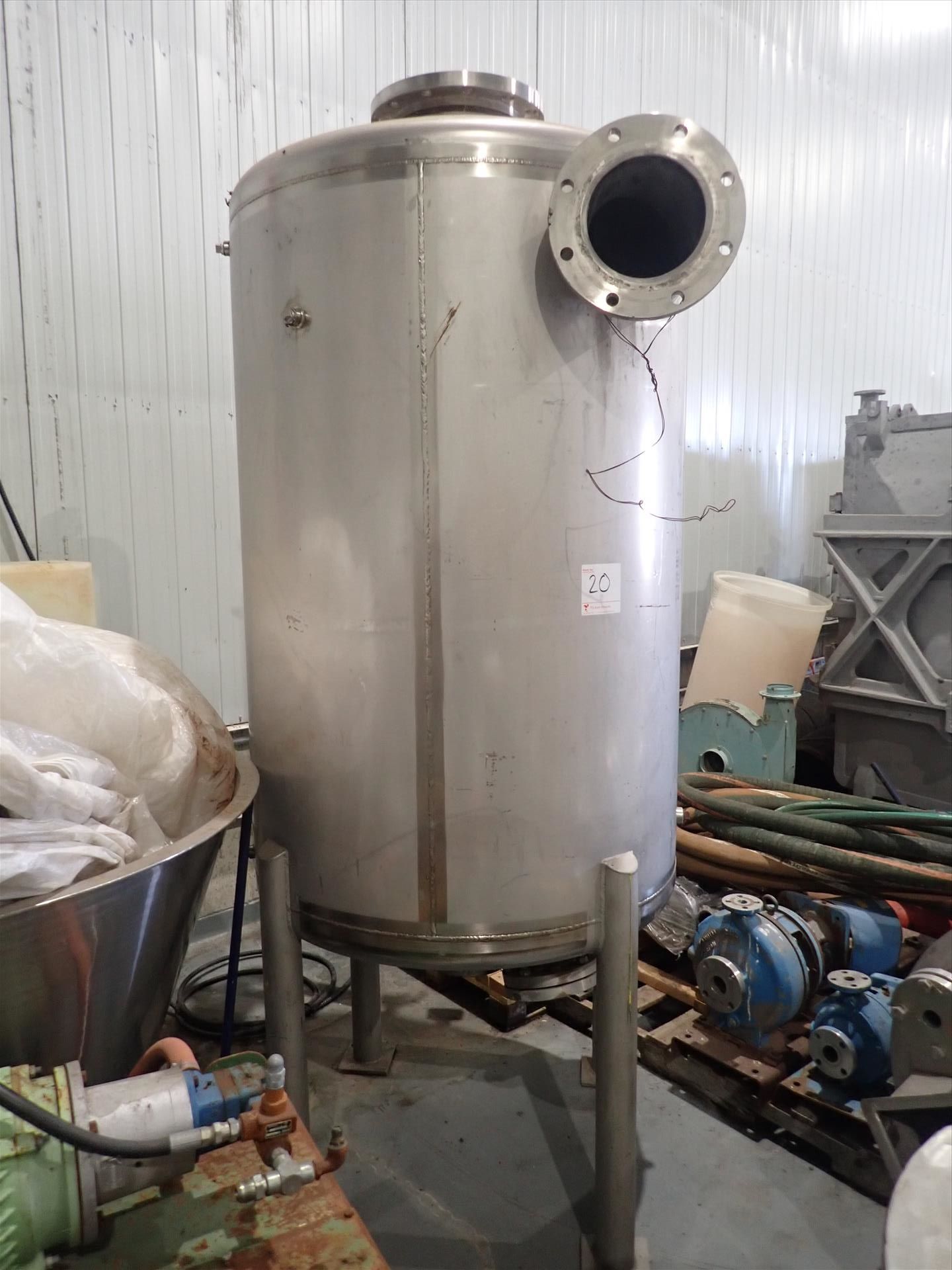 Stainless Steel Tank, approx. 40 in. dia. x 64 in., bottom discharge