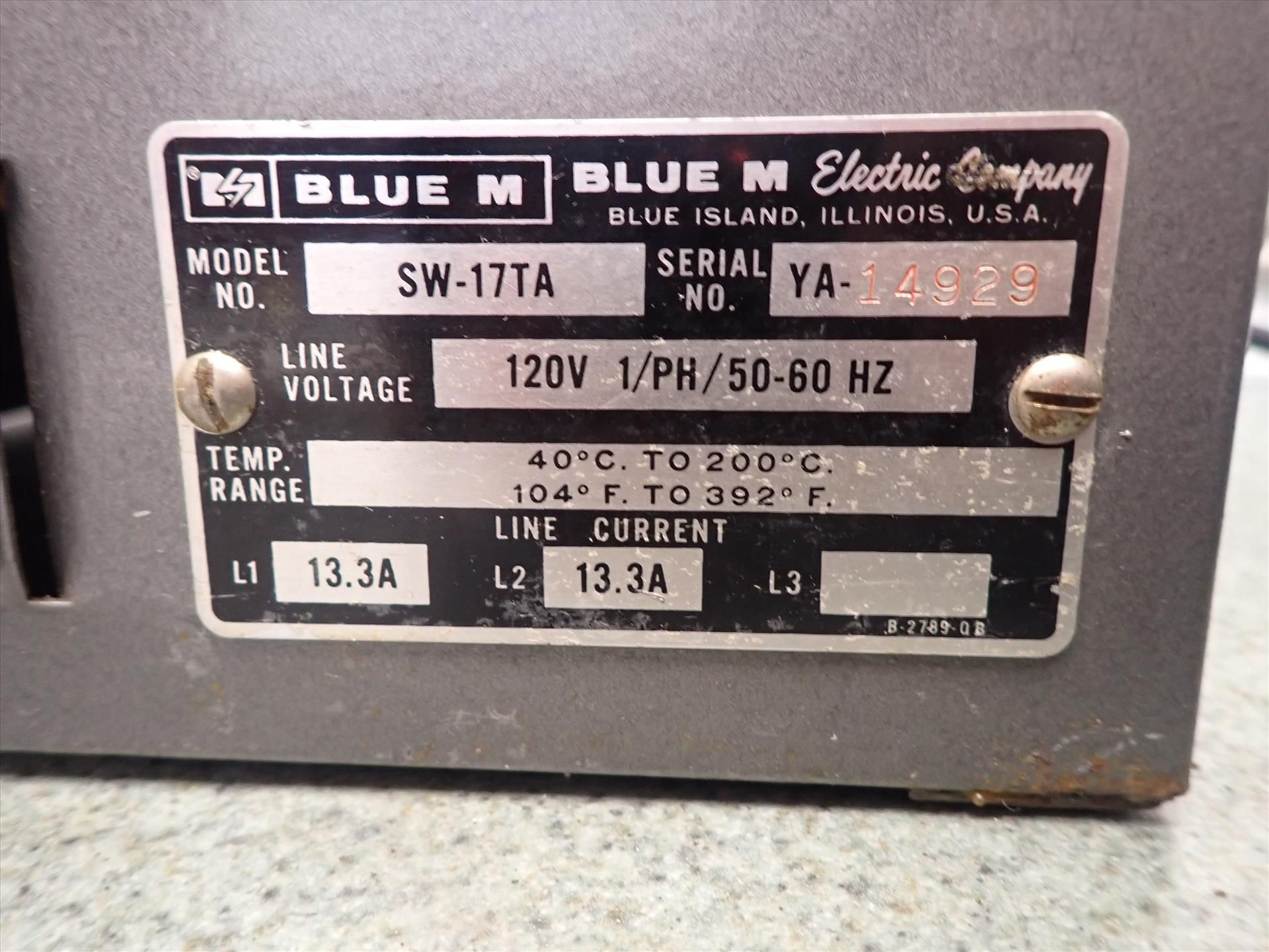 BlueM Transit Oven, single-wall, mod. SW-17TA, ser. no. YA-14929, 40C - 200C cap. - Image 4 of 4